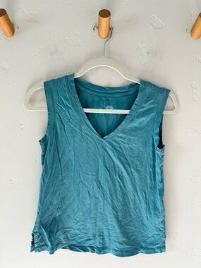 Joie V-Neck Sleeveless Tank Top XS Teal Cotton Bamboo Blend Summer